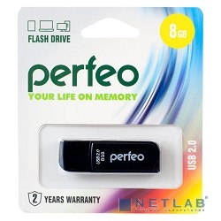 Perfeo USB Drive 8GB C10 Black PF-C10B008