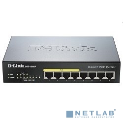 D-Link DGS-1008P/F1A Неуправляемый коммутатор с 8 портами 10/100/1000Base-T, функцией энергосбережения и поддержкой QoS (4 порта с поддержкой PoE 802.3af/802.3at (30 Вт), PoE бюджет 68 Вт)