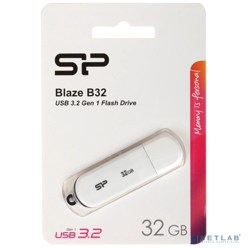 Флеш накопитель 32Gb Silicon Power Blaze B32, USB 3.2, Белый (OEM)
