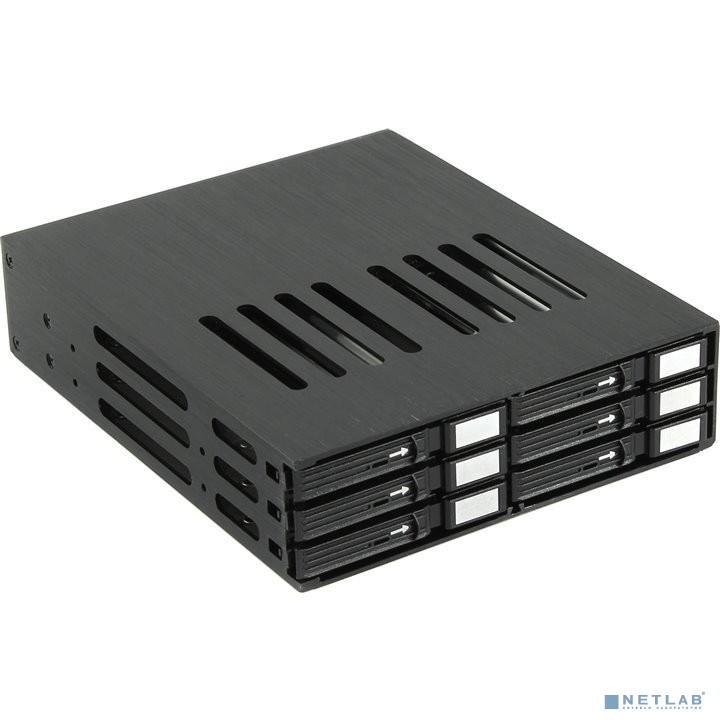 Procase L2-106-SATA3-BK {Корзина L2-106SATA3 6 SATA3/SAS, черный, с замком, hotswap mobie rack module for 2,5" slim HDD(1x5,25) 2xFAN 40x15mm}