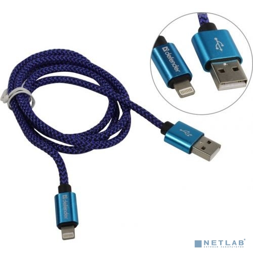 Defender USB кабель ACH01-03T PRO USB2.0 Синий, AM-LightningM, 1m, 2.1A (87811)