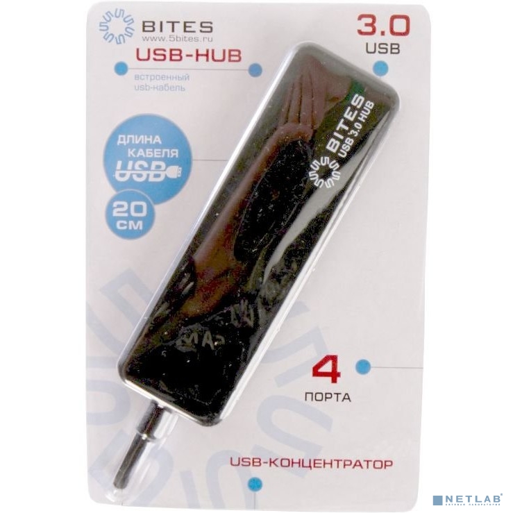 5bites HB34-310BK Концентратор 4*USB3.0 / USB PLUG / BLACK