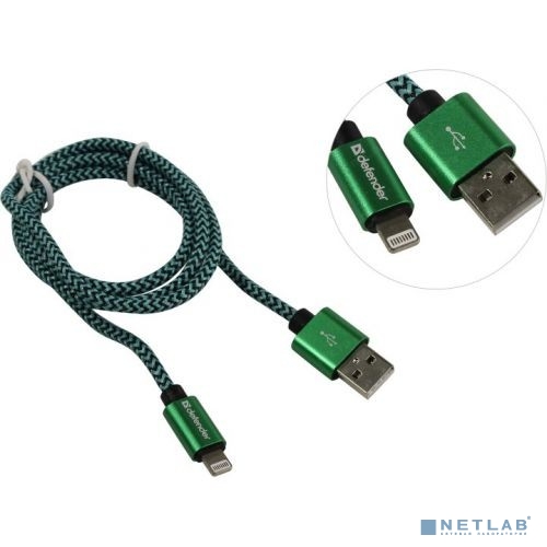 Defender USB кабель ACH01-03T PRO USB2.0 Зеленый, AM-LightningM,1m,2.1A (87810)