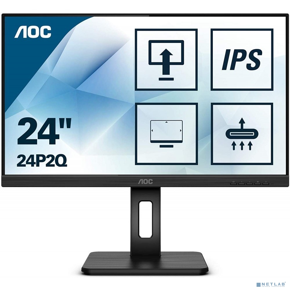 LCD AOC 24" 24P2Q Black с поворотом экрана {IPS, 1920x1080, 75Hz, 4 ms, 178°/178°, 250 cd/m, 50M:1, +DVI, +HDMI, +DisplayPort 1.2, +4xUSB 3.2, +MM}