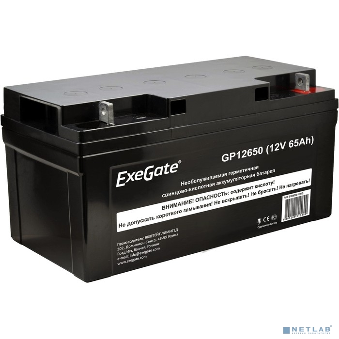 Exegate EX282981RUS Аккумуляторная батарея ExeGate GP12650 (12V 65Ah, под болт М6)