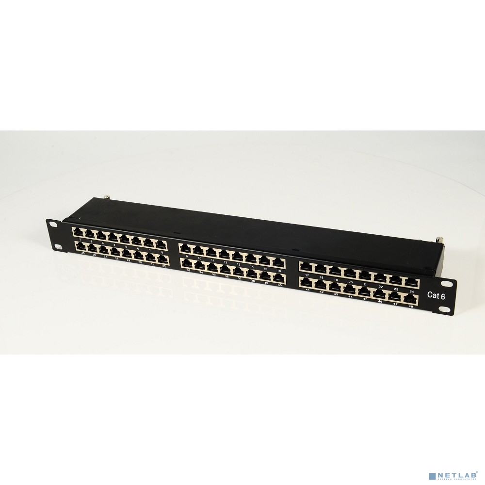 Патч-панель 19" NEOMAX [NM-PP-1U48P-SC6-D-107-BK] 1U, 48 портов, кат.6, STP, Dual IDC, цвет черный