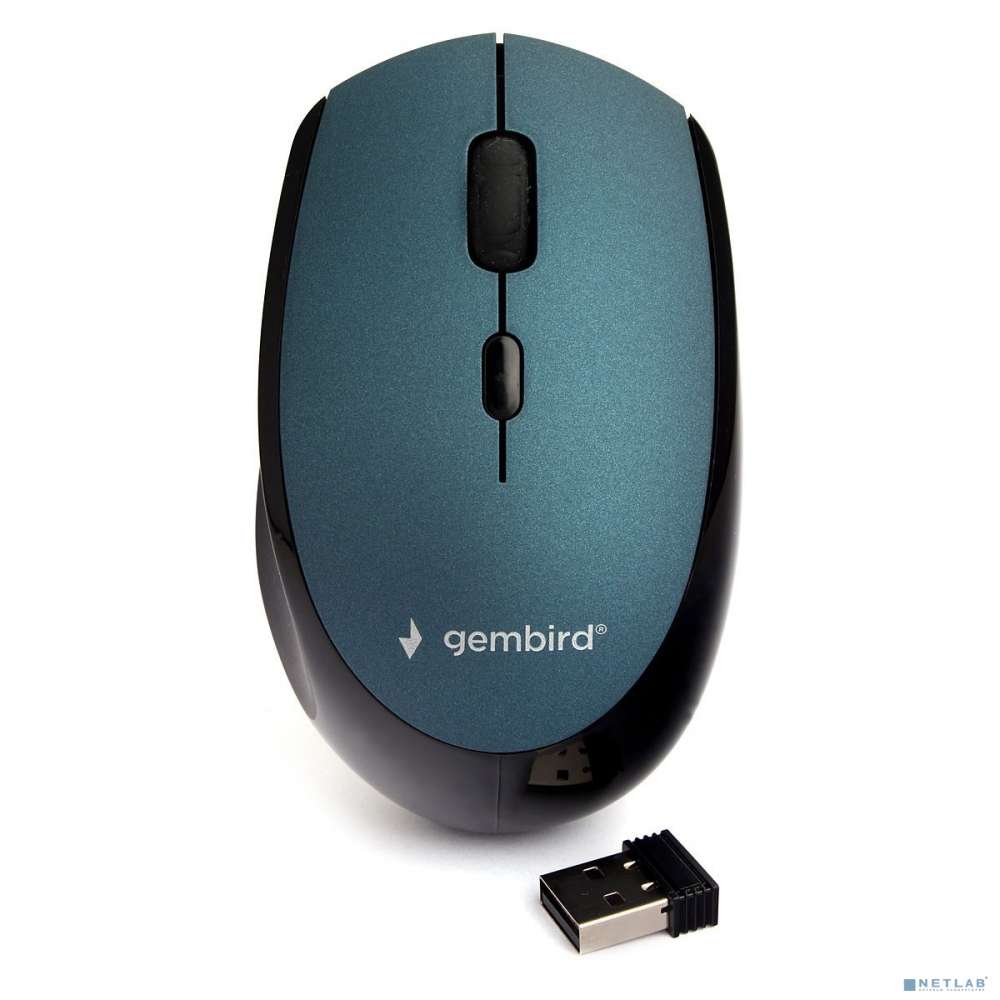 Gembird MUSW-354-B {Мышь беспроводная, синий, бесш.клик, soft touch, 3кн.+колесо-кнопка, 2400DPI, 2,4ГГц}