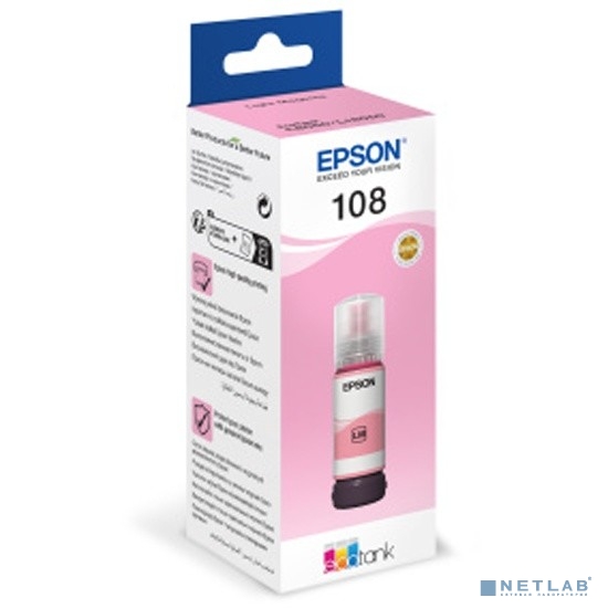 EPSON C13T09C64A  Картридж 108 EcoTank Ink для Epson L8050/L18050, Light Magenta 70