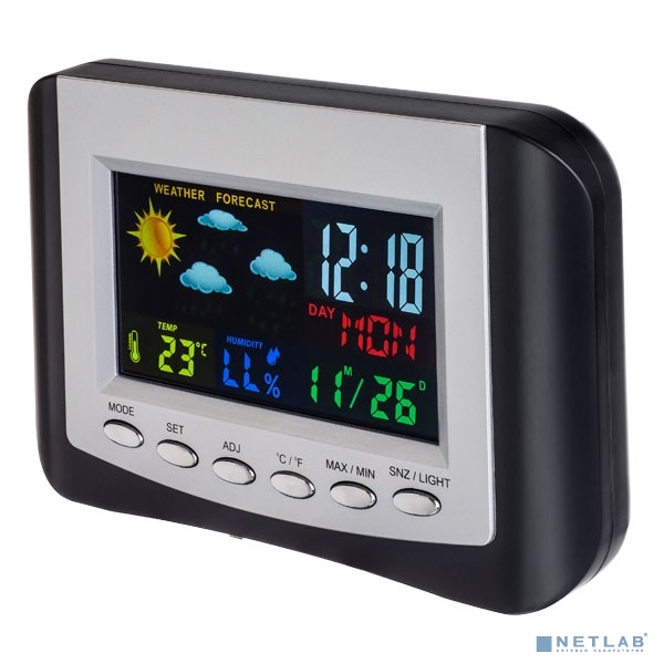 Perfeo Часы-метеостанция "Color", (PF-S3332CS) цветной экран, время, температура, влажность, дата 