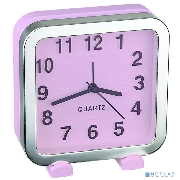 Perfeo Quartz часы-будильник "PF-TC-018", квадратные 13*13 см, красные/сакура