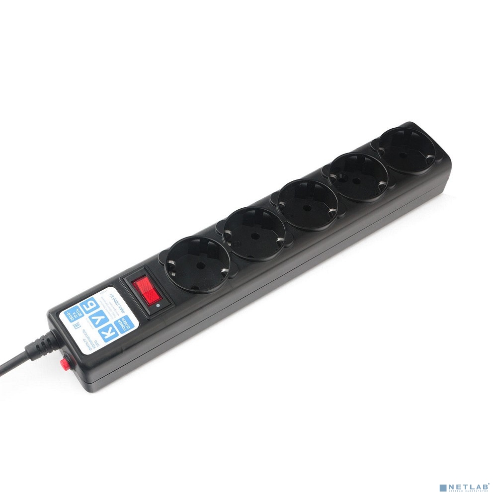 PowerCube Фильтр-удлинитель (SPG5-В1) 0.5 м, 5 розеток, д/подкл. к UPS (C14),10А/2,2кВт, черный