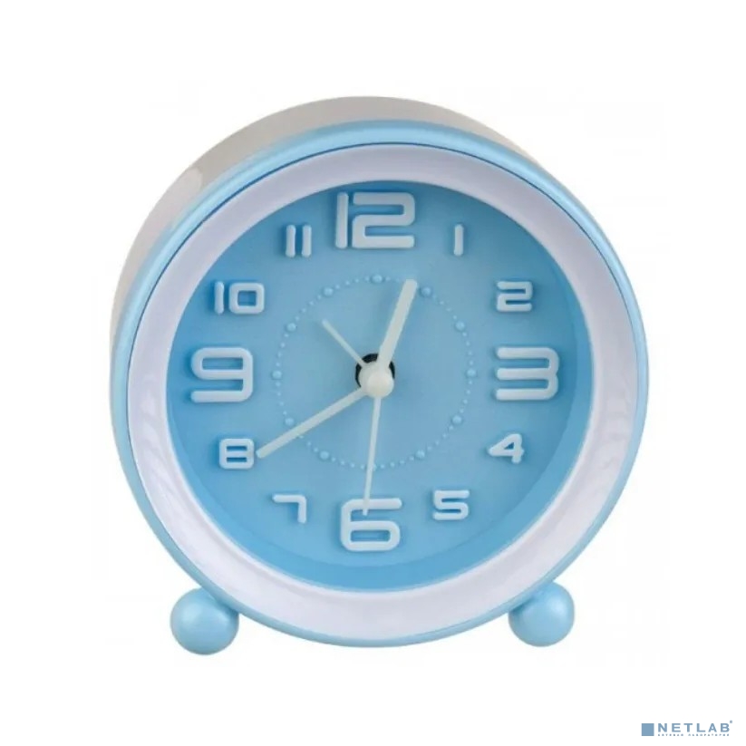 Perfeo Quartz часы-будильник "PF-TC-007", круглые диам. 10,5 см, синие