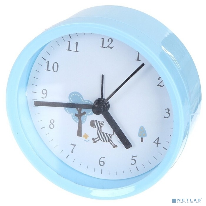 Perfeo Quartz часы-будильник "PF-TC-011", круглые диам. 9,5 см, синие