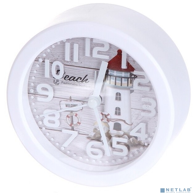 Perfeo Quartz часы-будильник "PF-TC-013", круглые диам. 10,5 см, маяк