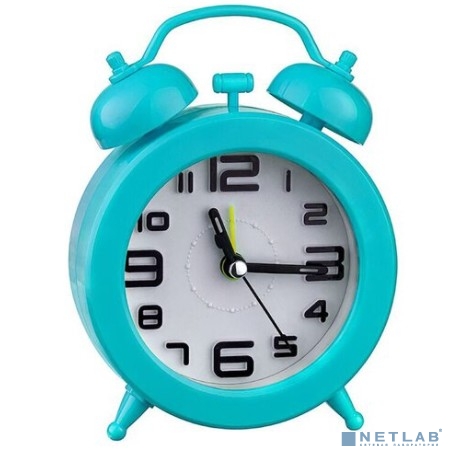Perfeo Quartz часы-будильник "PF-TC-015", круглые диам. 9,5 см, синие