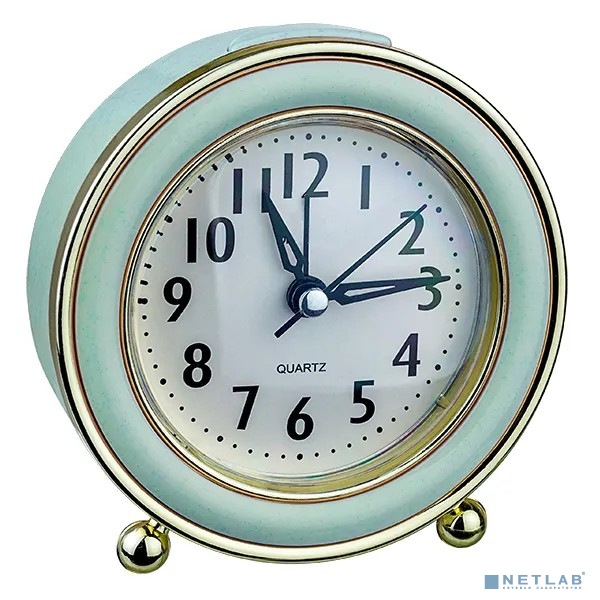 Perfeo Quartz часы-будильник "PF-TC-016", круглые диам. 10,5 см, подсветка, зелёные