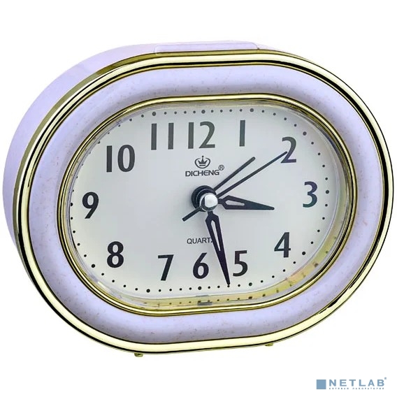 Perfeo Quartz часы-будильник "PF-TC-017", овальные 10,5*12,5 см, подсветка, синие