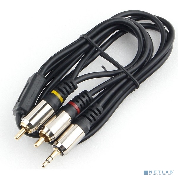 Кабель аудио Cablexpert CCAB-02-35M2RM-2MB. 3.5 джек(M)/2х RCA (M), черный, 2м, блистер