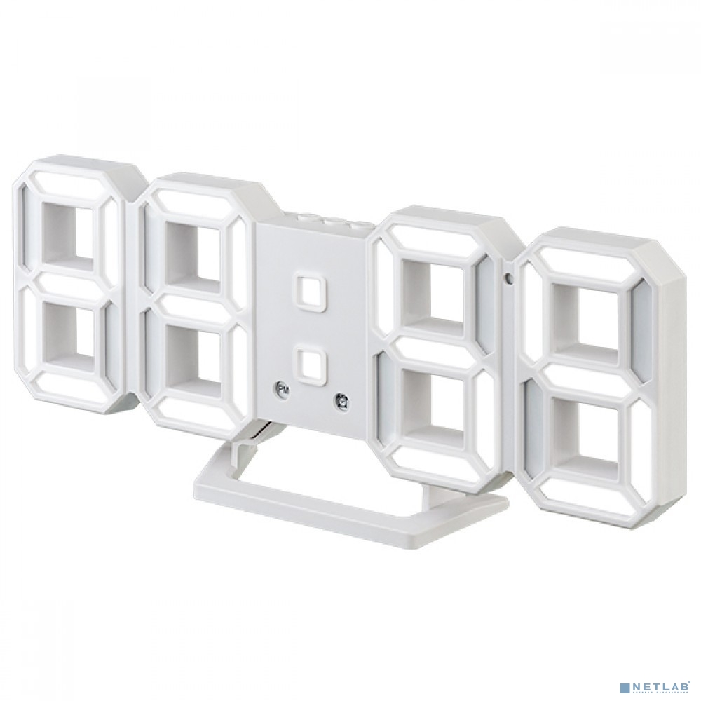 Perfeo LED часы-будильник "LUMINOUS 2", белый корпус / белая подсветка (PF-6111) [PF_B4921]
