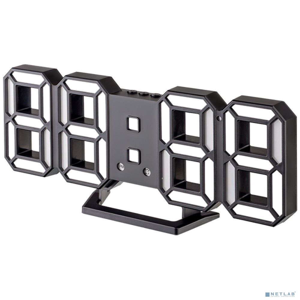 Perfeo LED часы-будильник "LUMINOUS 2", черный корпус / белая подсветка (PF-6111) [PF_B4925]
