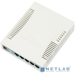 MikroTik RB260GS (CSS106-5G-1S) Коммутатор RouterBOARD 260GS 5-port Gigabit smart switch with SFP cage, SwOS, plastic case, PSU