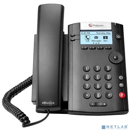 Polycom 2200-40450-114 VVX 201 2-line Desktop Phone with factory disabled media encryption for Russia. PoE. Ships without power supply
