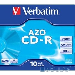 43327 Диски CD-R Verbatim CRYSTAL AZO, 700Mb 80 min 52-x (Jewel Case, 10шт.) 