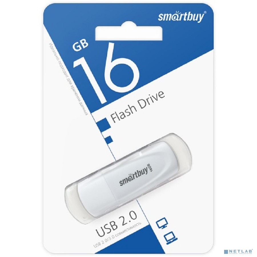 Smartbuy USB Drive 16Gb  FD 2.0  Scout White (SB016GB2SCW) 