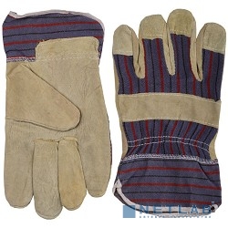 Перчатки STAYER "MASTER" рабочие комбинированные кожаные из спилка с тиснением, XL [1131-XL]