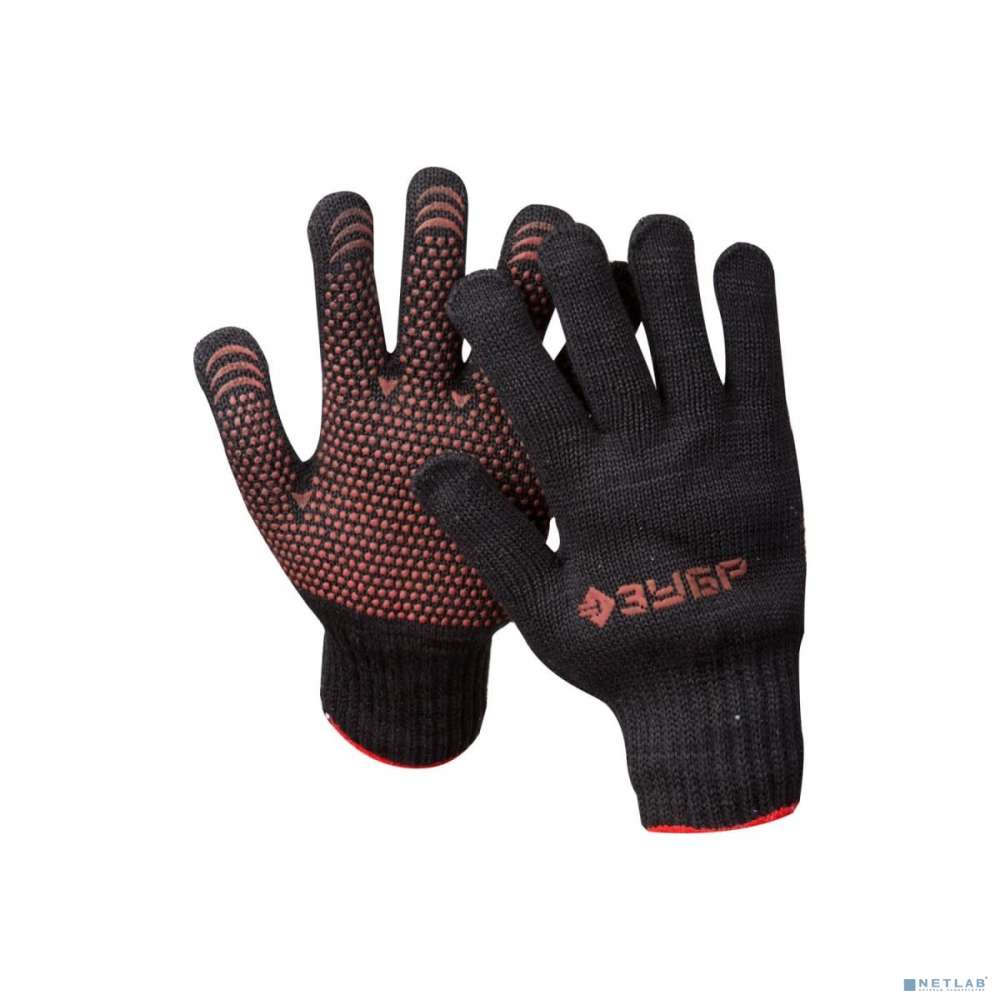 ЗУБР МАСТЕР, размер L-XL, перчатки трикотажные утепленные, с ПВХ покрытием (точка), 10 пар в упаковке. [11462-H10]