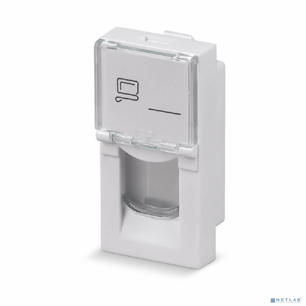 Rexant (03-0160) Вставка Mosaic 22,5x45, на 1 порт с прозрачной шторкой и увеличенным окном маркировки, белая