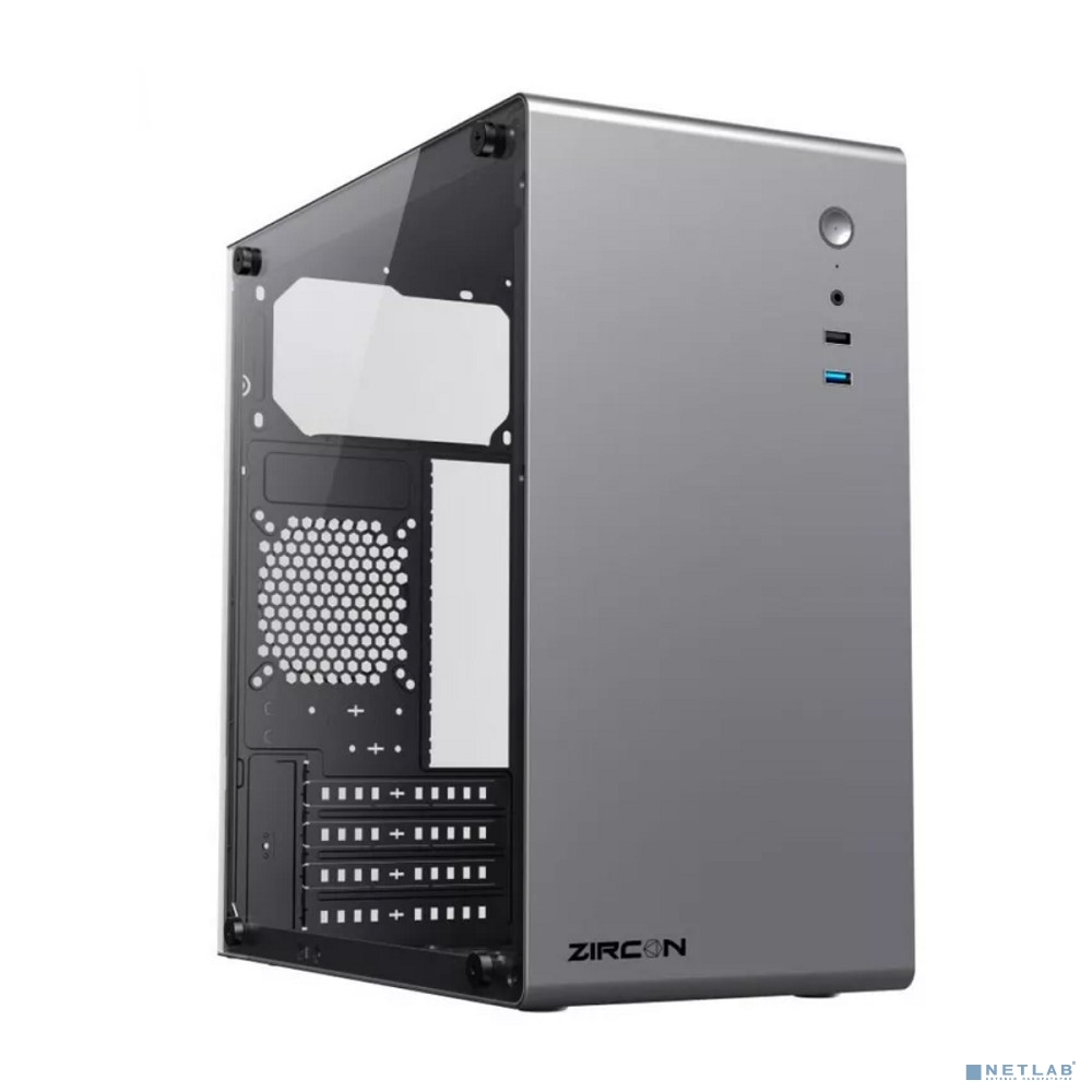Zircon Корпус Mozart GY без БП (Midi Tower,ATX, Серый., Зак. стекло, 1*USB3.0, 1*USB2.0, 1*92мм)