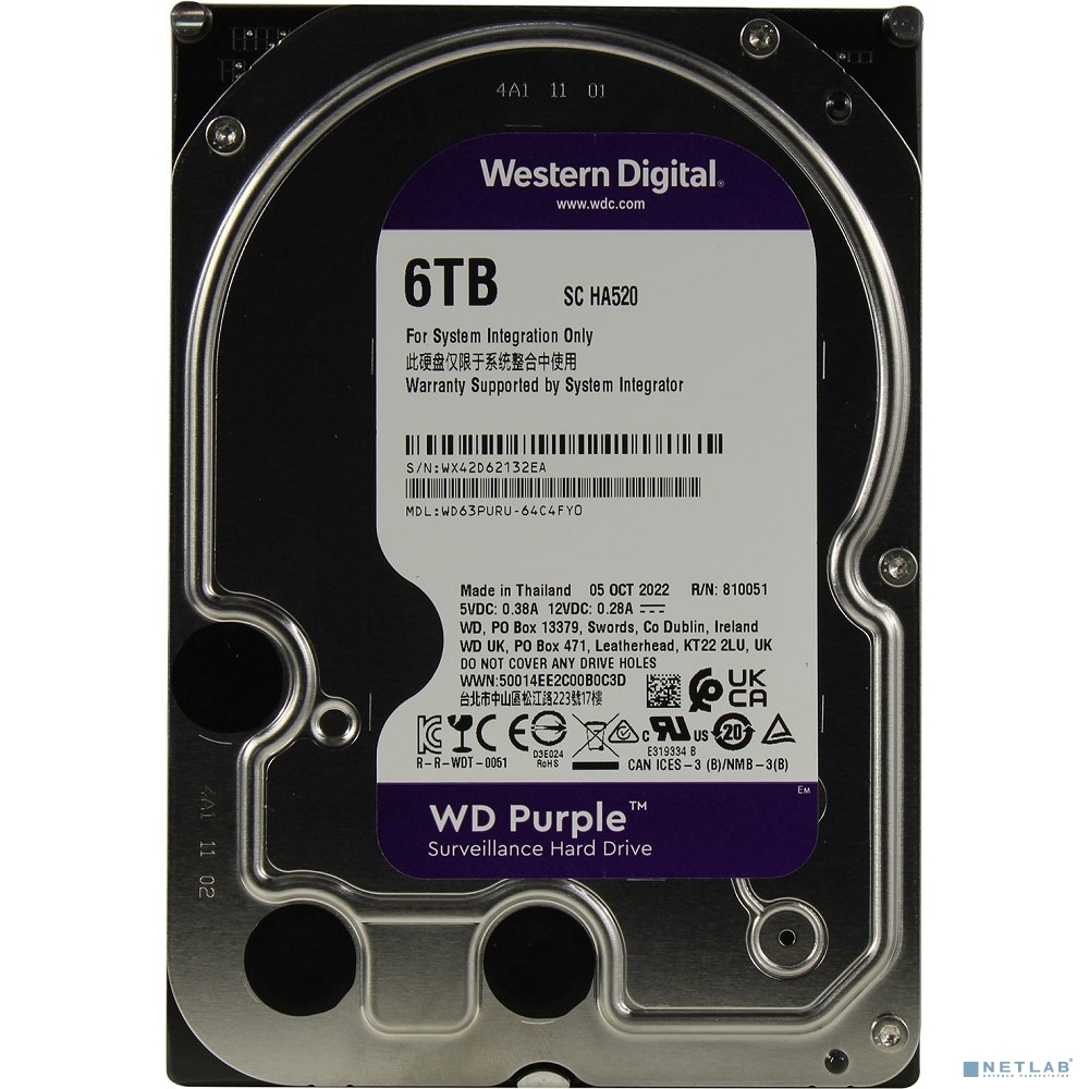 6TB WD Purple (WD63PURU)  {Serial ATA III, 5400- rpm, 256Mb, 3.5"}