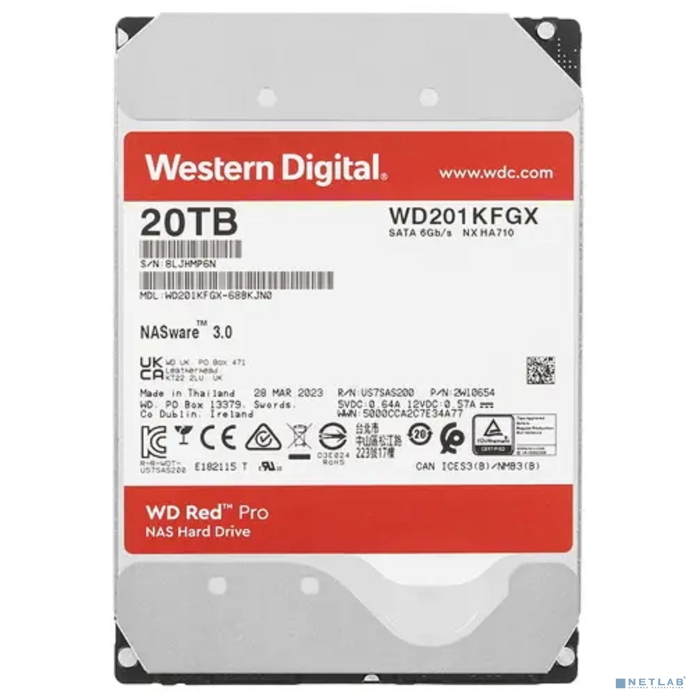20TB WD Red Pro (WD201KFGX) {Serial ATA III, 7200- rpm,512Mb, 3.5"}