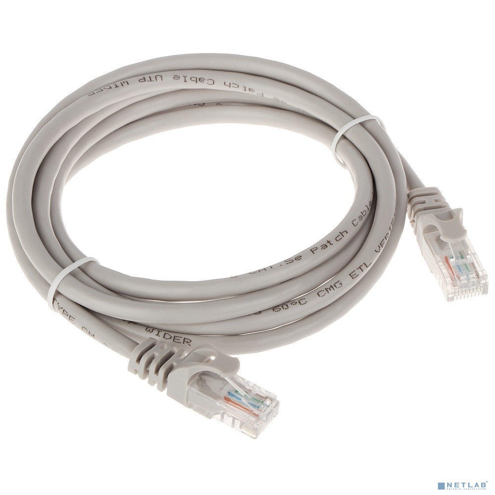 Патч-корд Bion [BPC-U5E101-50M] U/UTP, Cat.5e, AWG 26 (7/0,16мм), CCA, многожильный, PVC, 50м, серый