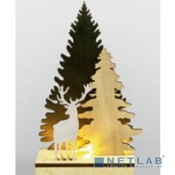 Neon-night 504-002 Деревянная фигурка с подсветкой  "Елочка с оленем" 12*6*21,5 см
