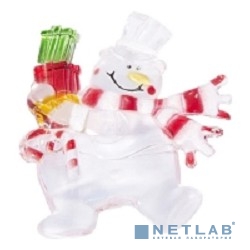 Фигура светодиодная на присоске "Снеговик с подарком", RGB [501-022]