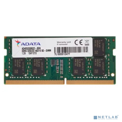 Память DDR4 8Gb 3200MHz A-Data AD4S32008G22-SGN RTL PC4-25600 CL22 SO-DIMM 260-pin 1.2В single rank