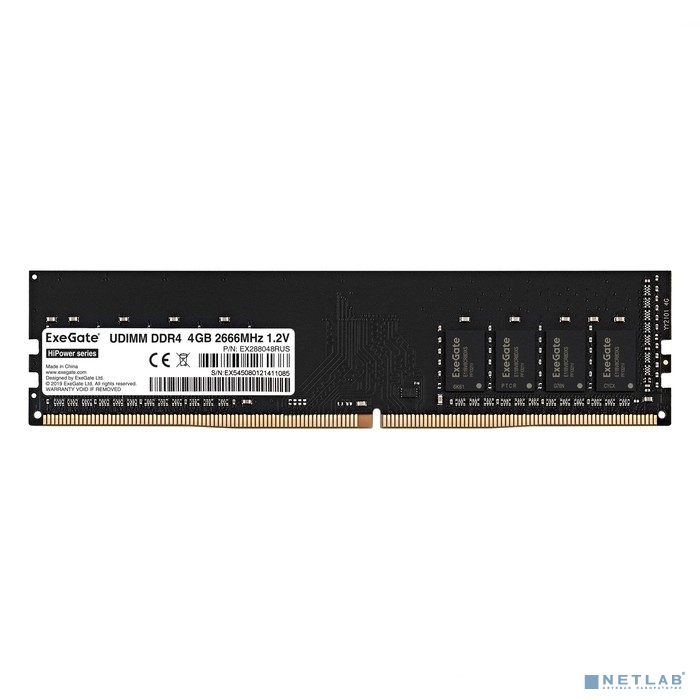 Exegate EX288048RUS Модуль памяти ExeGate HiPower DIMM DDR4 4GB <PC4-21300> 2666MHz