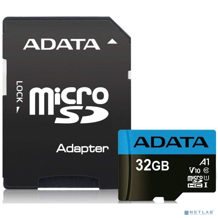 Micro SecureDigital 32Gb A-DATA AUSDH32GUICL10A1-RA1 {MicroSDHC Class 10 UHS-I, SD adapter}