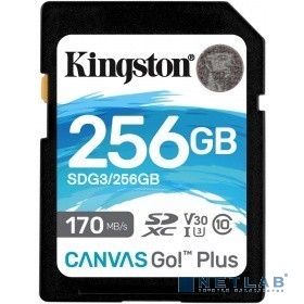 Micro SecureDigital 256Gb Kingston Canvas Go Plus SDXC UHS-I U3 V30 (170/90 Mb/s) SDG3/256GB