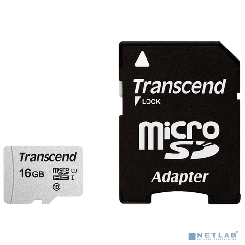 Micro SecureDigital 16Gb Transcend  TS16GUSD300S-A {MicroSDHC Class 10 UHS-I, SD adapter}