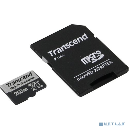Micro SecureDigital 256GB Transcend microSDXC Class 10, UHS-I U3, V30, A2 [R/W - 100/85 MB/s] с адаптером