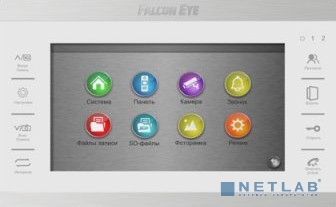 Falcon Eye FE-70 ATLAS HD (White) HD Видеодомофон: дисплей 7" TFT;  сенсорные кнопки; подключение до 2-х вызывных панелей и до 2-х видеокамер; адресный интерком; графическое меню; запись фото и видео