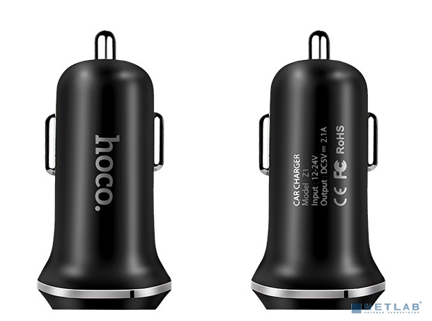 HOCO HC-35909 Z1/ Авто ЗУ/ 2 USB/ Выход: 10.5W/ Black