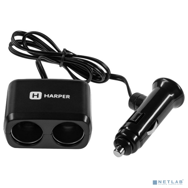 Harper DP-190 Разветвитель прикуривателя автомобильный (Входящее напряжение: 12/24 В; Исходящее напряжение: 12/24 В; Максимальный ток потребления: 5А; Длина кабеля: 0,6 м; Количество разъемов: 2)