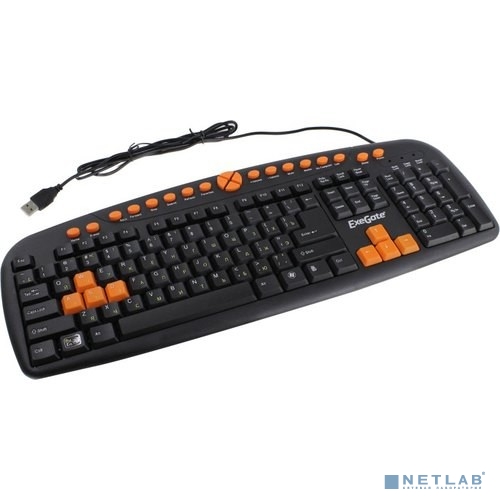 Exegate EX280435RUS Клавиатура Exegate LY-504M, <USB, шнур 1,5м, черная, 123кл, Enter большой, мультимедиа>, Color box