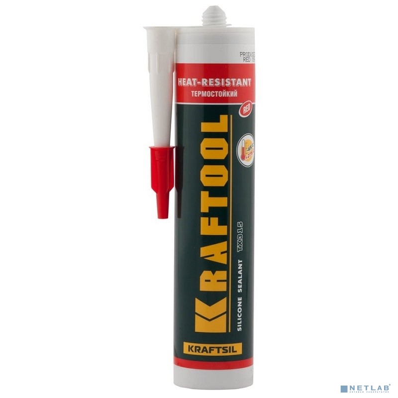 KRAFTOOL Герметик силиконовый красный, температуростойкий (от -62 С до 275 С), 300мл [41259]