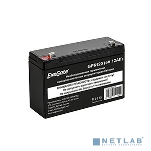 Exegate EX282954RUS Аккумуляторная батарея GP6120 (6V 12Ah, клеммы F1)