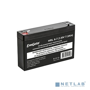 Exegate EX282952RUS Аккумуляторная батарея HRL 6-7.2 (6V 7.2Ah, клеммы F1)